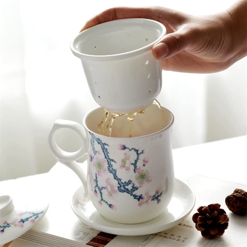 Tasse à thé créative en porcelaine anglaise avec couvercle et filtre pour le bureau - En céramique peinte à la main