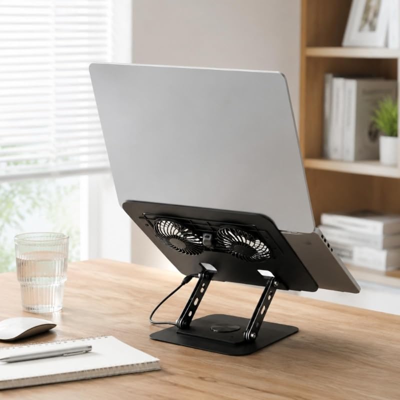 Stojak chłodzący na laptopa z widokiem na zmianę wysokości dla komfortu biurka