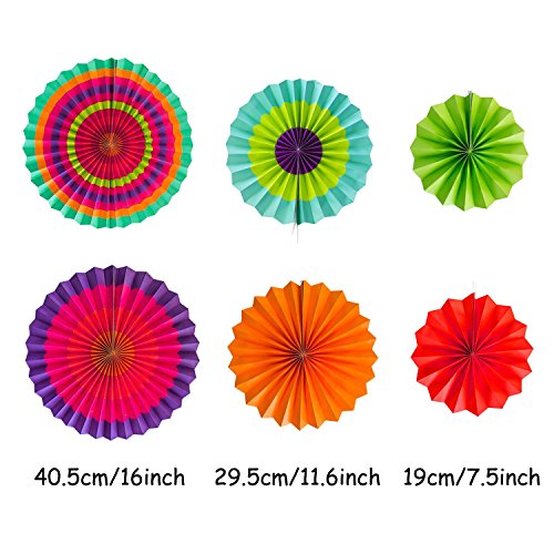 Recosis Hanging Paper Fans Tissue Paper Pom Poms Flower And Honeycomb Balls For Birthday Party Wedding Festival Christmas Decorations - Colorful #TOP1
