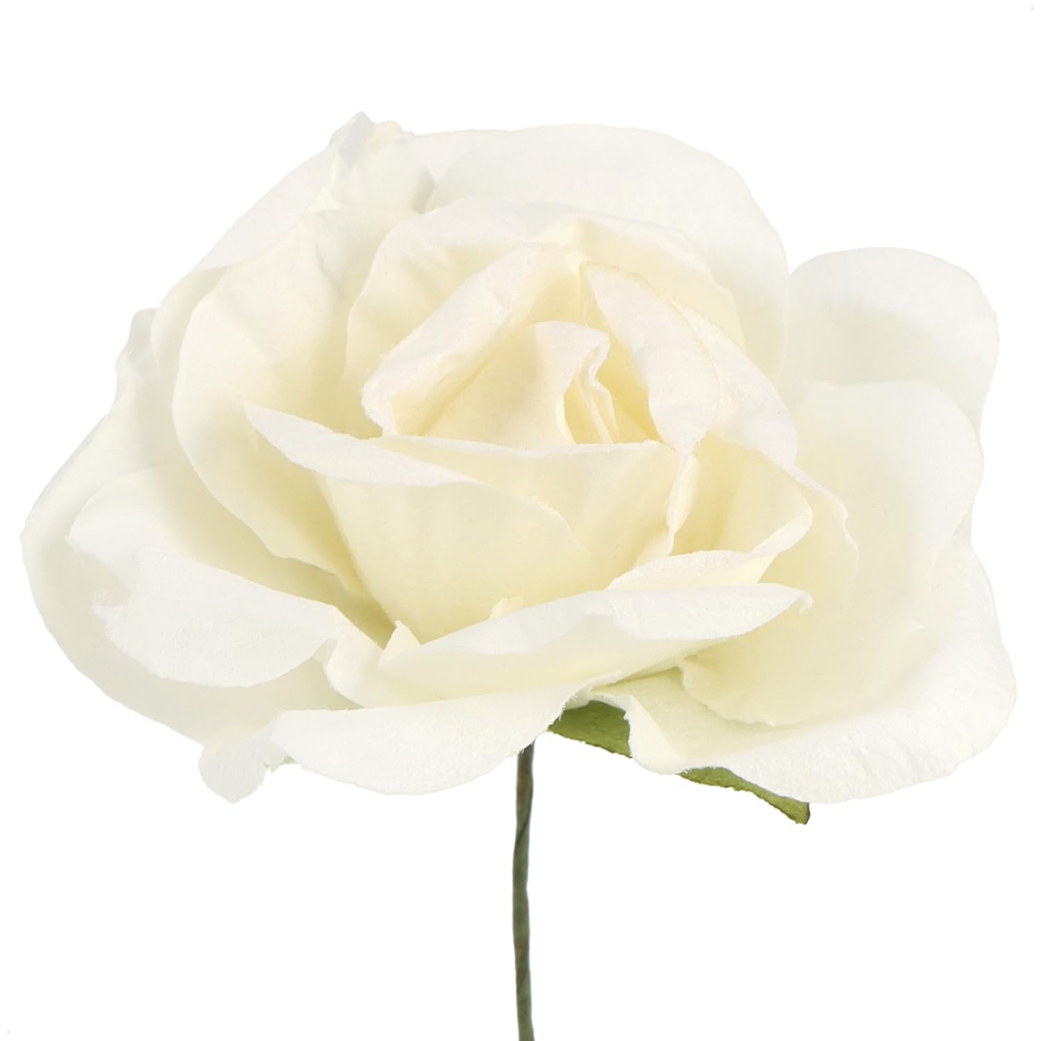 com-four® 300x Papierblumen, 50x Bouquetzweige Bündel mit je 6 Blüten | weiße Deko Blumen - Papier Rosen zum Basteln - für Kränze - Tischdeko - Hochzeit - Geschenkdeko