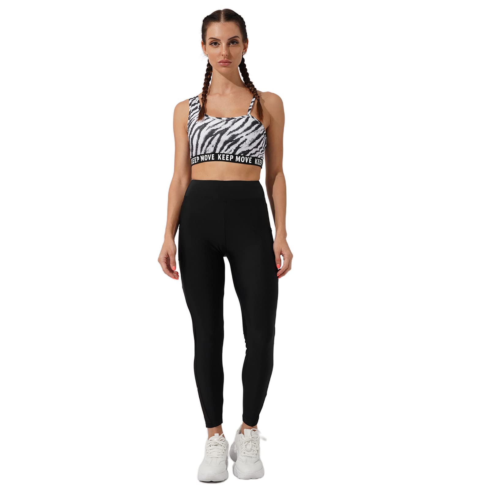2 Piece Yoga Outfits Sports Bra and Leggings Set Exercise Workout Fitness Tracksuits for Women