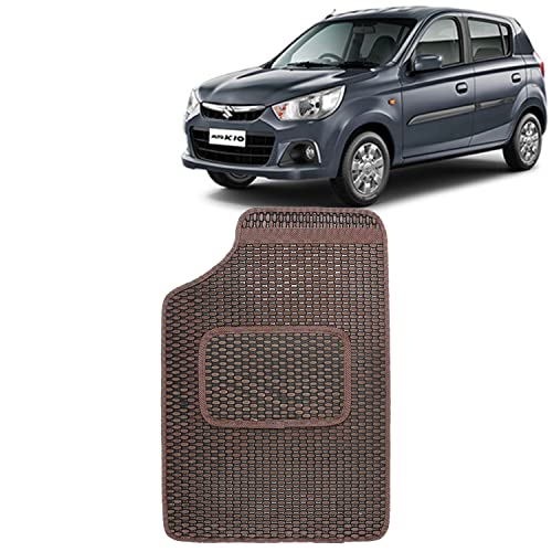 Image of Kingsway Dotted Design Car Floor Foot Mats Universal Fit for Maruti Suzuki Alto K10, Model Year : 2014-2022, Water and Dustproof, Color Brown, Set of 5 Pieces