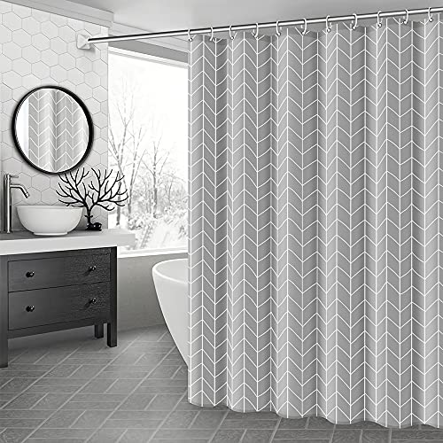 Moowarlt Duschvorhang 180x200cm Grau, Drucken Verdicken Duschvorhänge Anti Schimmel und Wasserdicht für Dusche und Badewanne, Shower Curtains Waschbar mit 12 Ringe Cover