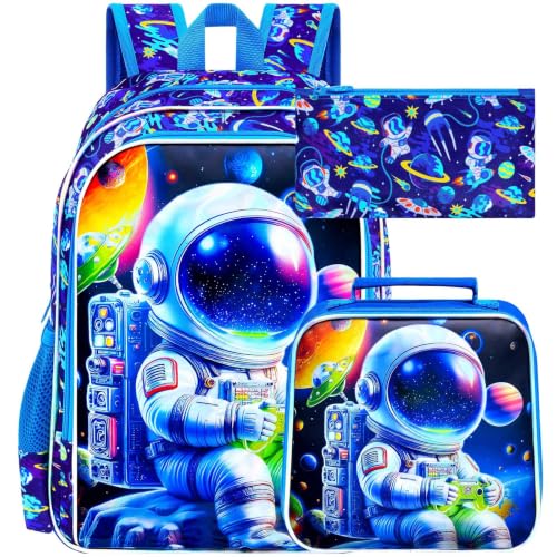Image of UFNDC 3PCS Boys Backpack,16 inchKids Dinosaur Bookbag with Lunch Box, School Bag for Elementary Toddler