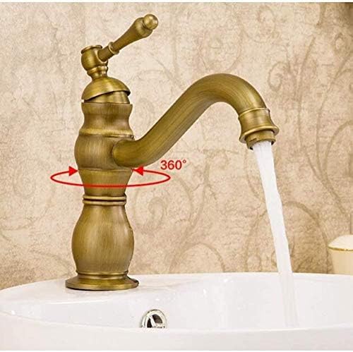 Robinet d'évier en laiton bronze antique avec levier unique pour eau chaude et froide