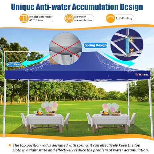 Image of Hoteel 10x15 Heavy Duty Pop Up Canopy Tent with 4 Sidewalls, Dark Blue