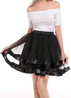 Women 80's Tutu Skirt Two Layered Tulle Petticoat Party Tutu - coolthings.us