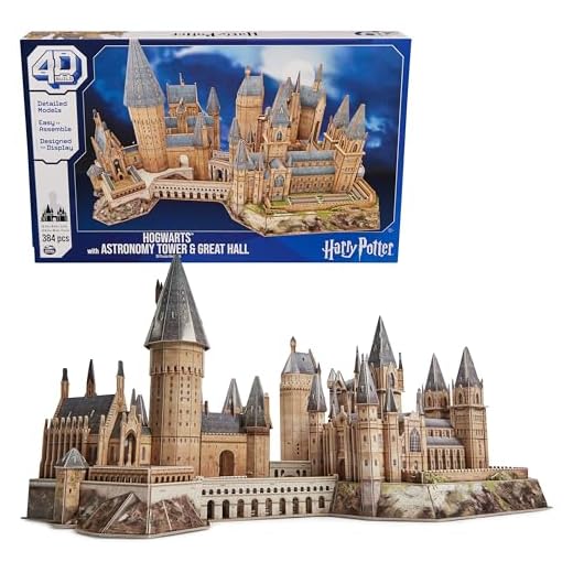 4D Build, Harry Potter Deluxe Hogwarts Castle with Astronomy Tower & Great Hall Over 2ft. Wide Model Kit 384 Pcs, 3D Puzzles for Adults & Teens 12+