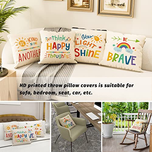 Gdhbling THROW PILLOW COVERS-1.30 Rainbow Classroom Throw Pillow Covers 16X16 Inch Set Of 4 Reading Corner Throw Pillow Covers Colorful Kids Throw Pillow Covers Rainbow Classroom Decor thumb #2