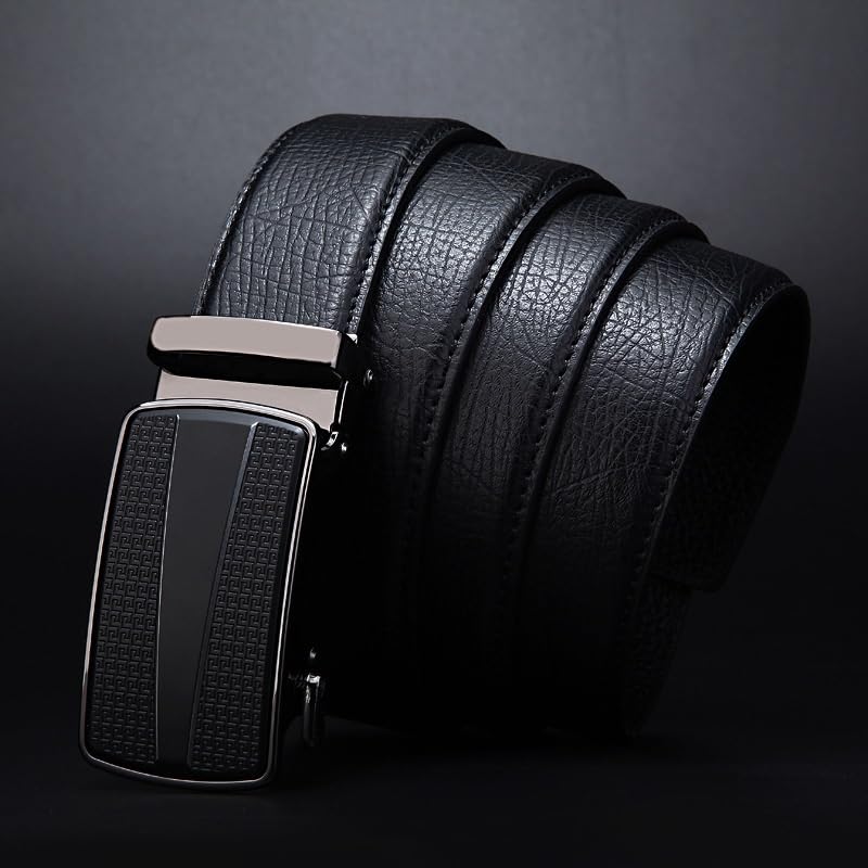 Men's Leather Belt Men's Automatic Buckle Waist Belt Business Belt Men's Belt(110cm)2