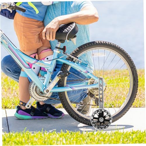 Ruedas de entrenamiento MAGICLULU para bicicleta con luz LED intermitente, ruedas auxiliares de repuesto para bicicleta, juego de soporte negro para principiantes y seguridad al andar en bicicleta miniatura 5