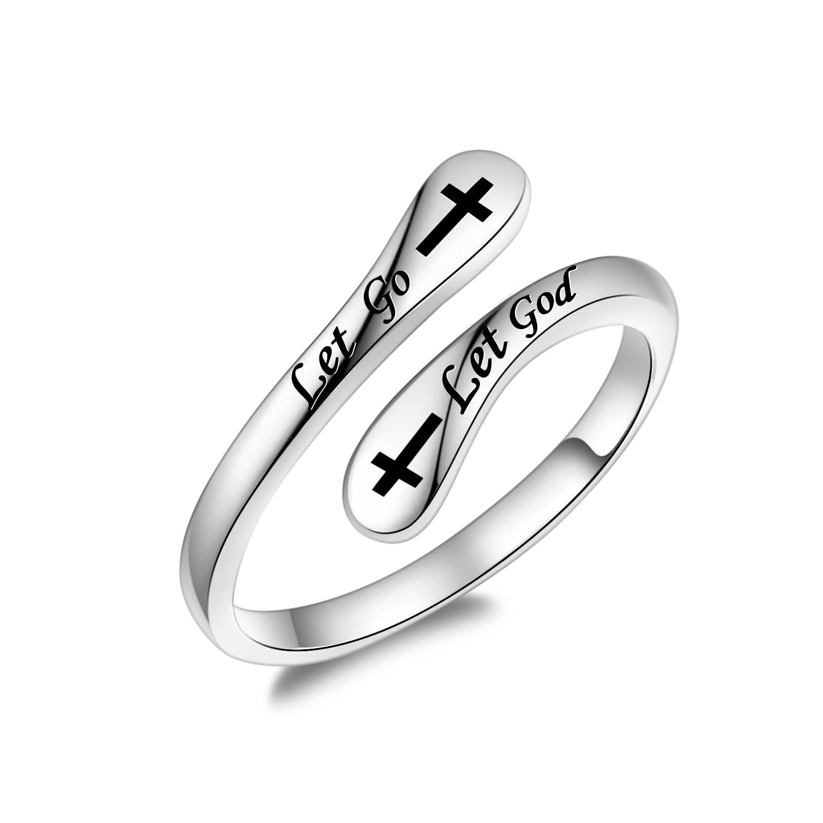Fookduoduo 925 Sterling Silver Ring Inspirational Jewelry adjustable Wrap Open Rings for Women