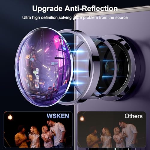 Image of WSKEN for Samsung Galaxy S24 Ultra Camera Lens Protector - Ultra Thin | Case Friendly, 9H Shatterproof Tempered Glass, Anti Scratch Metal Circle, Camera Screen Protector Cover Accessories, Violet