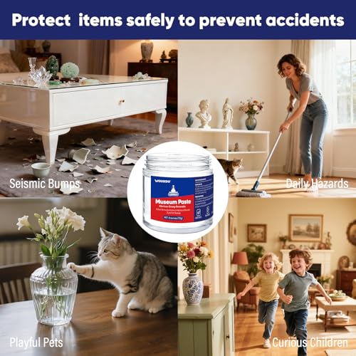 6 oz Museum Putty, Clear Removable Gel Wax - Reusable Mounting Paste for Exhibits, Antiques, Glass, Ceramic & Collectibles, No Residue, Strong Hold to Prevent Vibration & Falling - Thumbnail 7