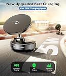 15W Support de téléphone de voiture à chargeur rapide, support magnétique sans fil avec une forte aspiration sous vide, 360° Montage de voiture pliable réglable avec MagSafe pour tableau de bord/pare-brise pour iPhone 17/16/15/14/13