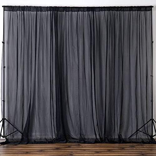 lovemyfabric Sheer Chiffon/Georgette Stage Backdrop, Drape, Curtain for Wedding, Reception, Special Events Wall and Window Decor (Black, 56"X120")