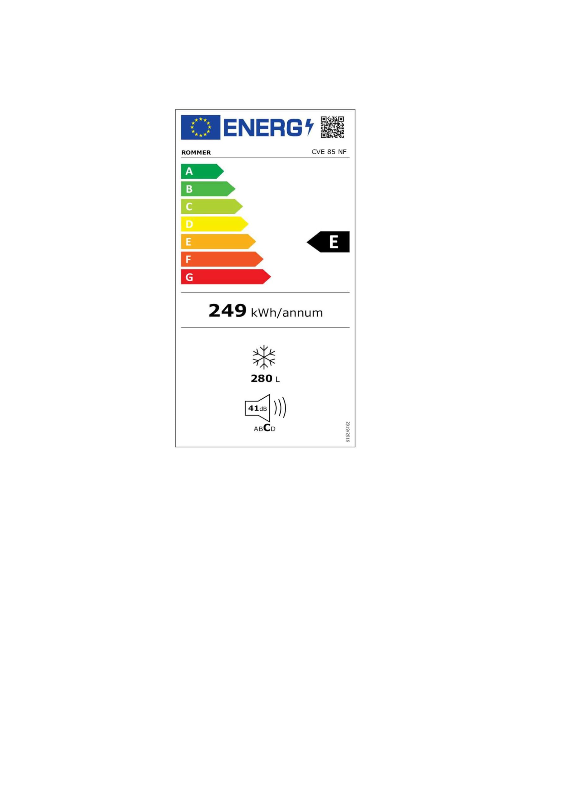 Congelador Vertical Rommer CVE 85 NF, Capacidad 280 Litros, Color Blanco, No Frost