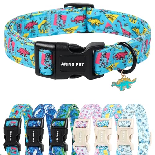Image of ARING PET Boy Dog Collar for Puppy Small Medium Large Dogs-Blue Dinosaur XS