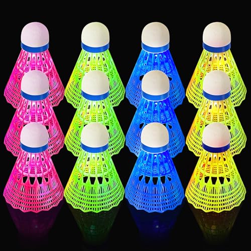 GOMETY 12 Stück LED-Leuchtender Badminton Bälle, Winddicht Langlebig Federball, Innovatives Design Badminton Bälle für Anfänger Indoor Outdoor Freizeittraining, Federball Set (12pcs) GOMETY 12 Stück LED-Leuchtender Badminton Bälle, Winddicht Langlebig Federball, Innovatives Design Badminton Bälle für Anfänger Indoor Outdoor Freizeittraining, Federball Set (12pcs)