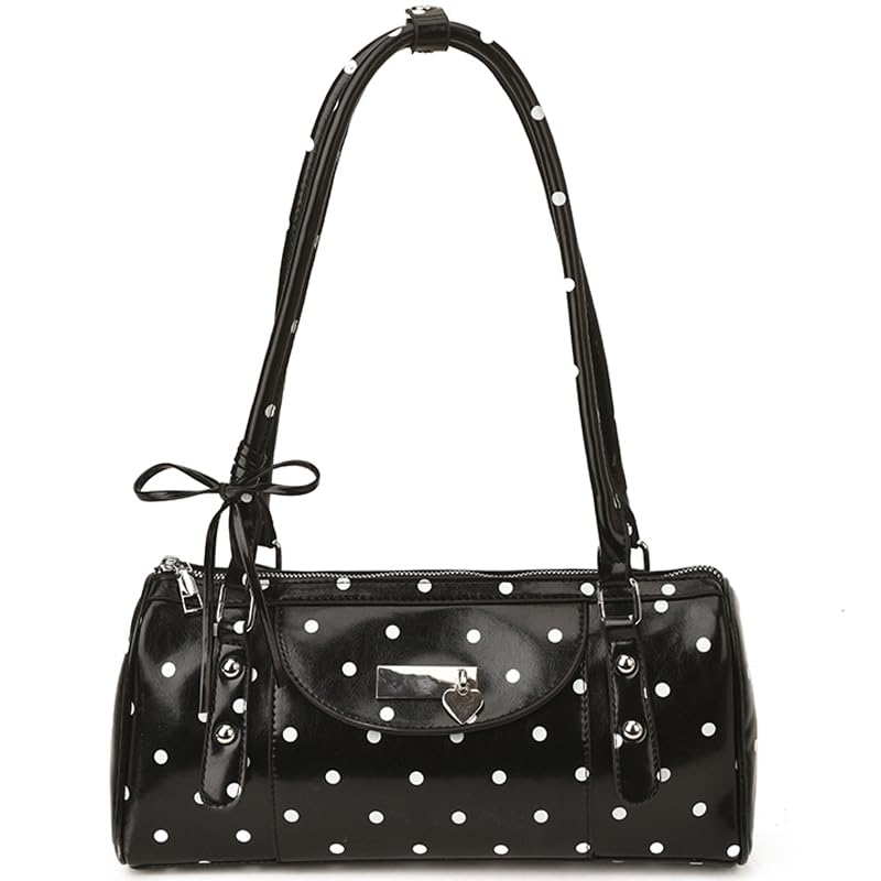 Sac à bandoulière en cuir PU à pois pour femme - Sac d'oreiller vintage de travail