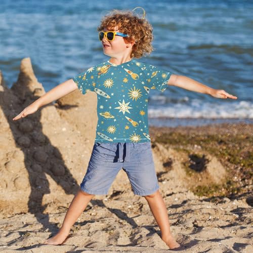 Sun and Stars Kids Bathing Suits Girls Short Sleeves Teen Clothing Swimwear Beach Tops 3T4