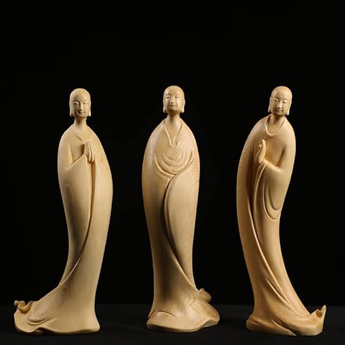 Aurh Cypress Wood 25Cm Zen Buddha Sculpture Style Worship Buddha Statue Home Decor Tianminjiedm #TOP4