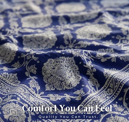 Image of BSB HOME Premium Cotton Double Bedsheet with 2 Pillow Covers, 240 TC Soft Breathable, Skin Friendly & Hypoallergenic, Jaipuri Printed (90 x 100 Inches) (Sanganeri Print - Blue)