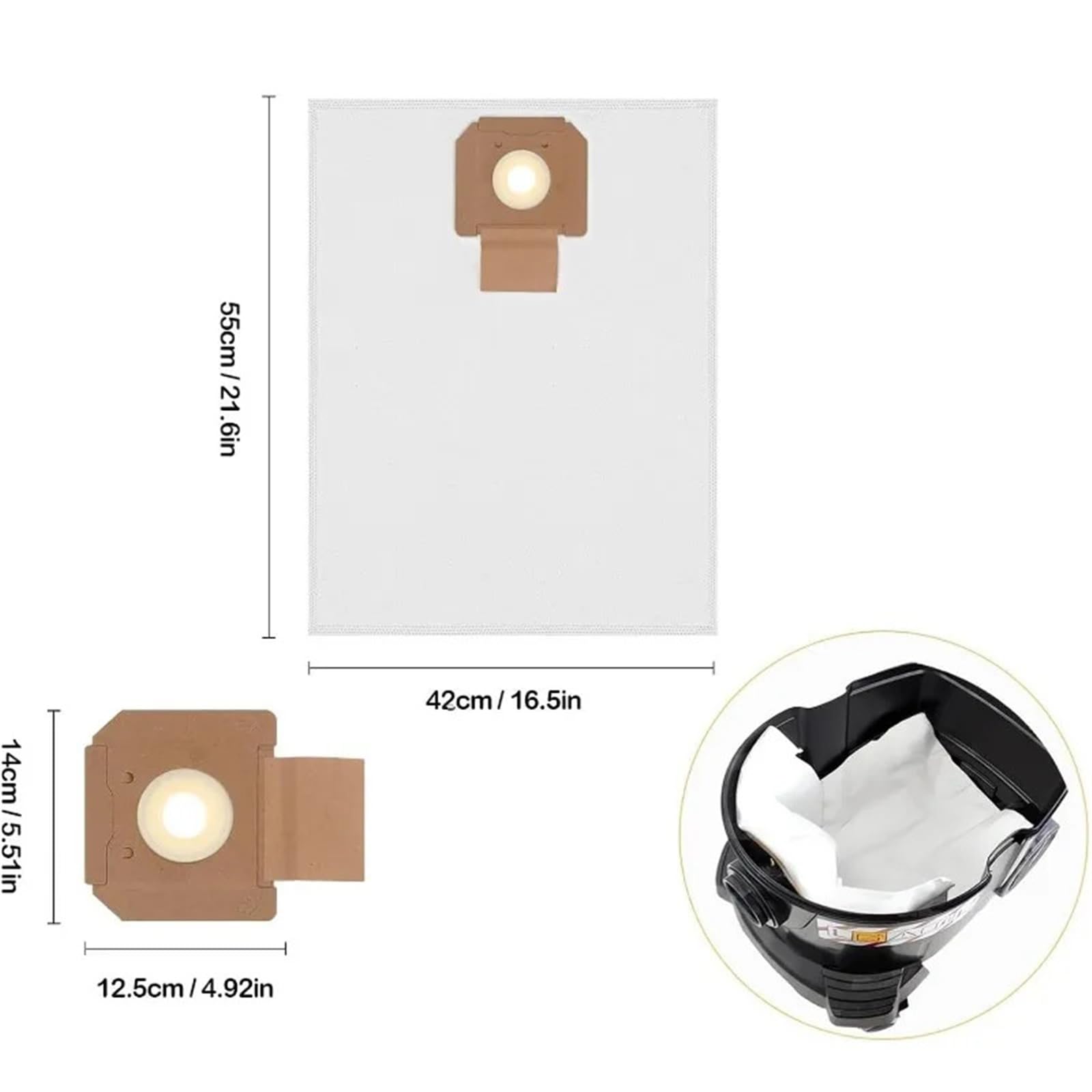 2-12PCS Filter Dust Bags Compatible With Bosch GAS 35 M AFC/L AFC/L SFC+ Industriesauger Wet Dry Vacuum Cleaner Replacement Bags 2607432037(3)