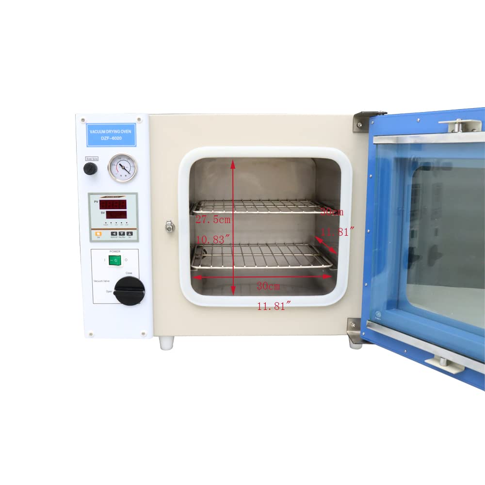 0.9 Cu Ft Vacuum Drying Oven Lab Drying & Heating Oven with 304 Stainless Steel 50-250℃ for Industrial, Laboratory 110V 1000W