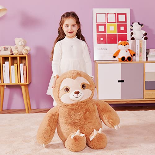 Ikasa Giant Sloth Stuffed Animal Plush Toy,Large Bradypod Cute Jumbo Soft Toys,Huge Big Size Fluffy Plushy Plushie,Gifts For Kids (30 Inches, Brown) #TOP5