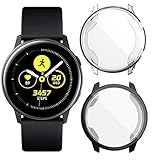 [2 Pack] Wistore Screen Protector Case for Samsung Galaxy Watch Active 40mm, All Around Ultra-Thin Soft TPU Clear Touch Screen Protector Bumper Cover Case (Black & Clear)