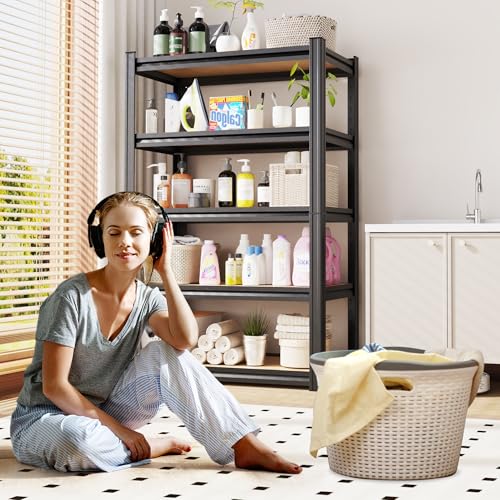 Image of (2-Pack) 71 inch H-28 W-12 D Garage Shelving - 5 Tier Heavy Duty Metal Storage Shelves, Adjustable Steel Rack Units, Industrial Utility Shelving for Pantry, Basement, Warehouse & Home Organization