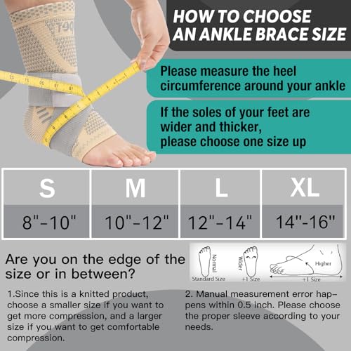 Image of INDEEMAX Ankle Brace for Women & Men, Ankle Compression Sleeve Support Copper Infused Ankle Brace for Sprained Ankle, Plantar Fasciitis Sports, Achilles Tendonitis Pain Relief, Skin Silver, S