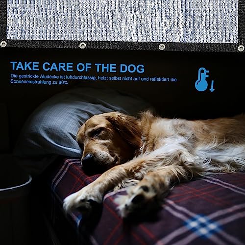 Schattennetz Auto, Alunetz Auto Hund, Schattennetz Auto Hund 85% Verdunkelungsstoff, Reflektierender Aluminium-Schirmstoff, Auto Sonnenschutz Hund, UV-Schutz-Sonnenschutz (4x6m)