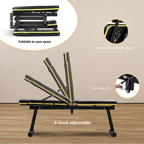 ZENOVA Weight Bench , Adjustable Workout Bench for Full Body Exercise, Utility Exercise Bench Fast Folding for Strength Training