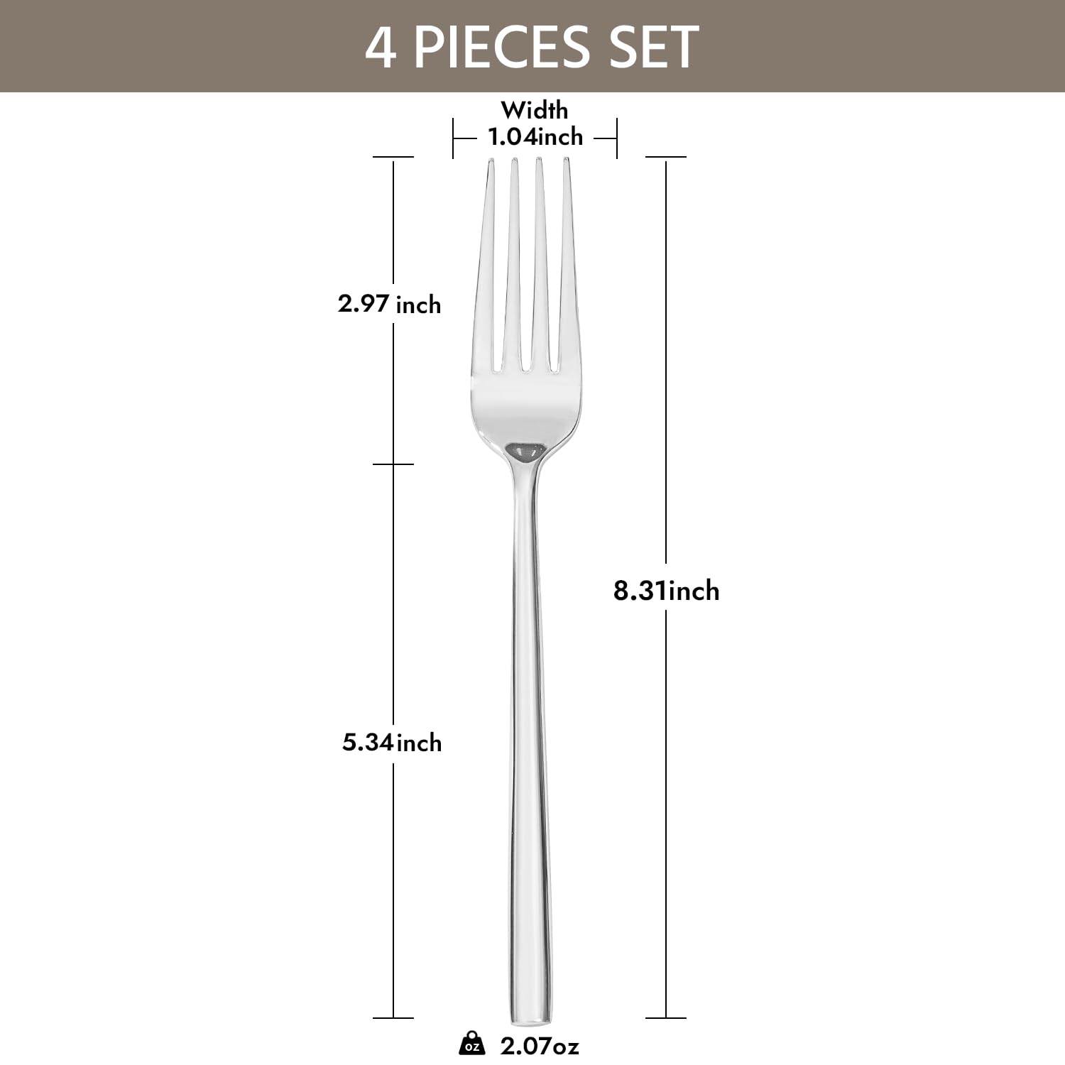 KINGSTONE 4 Piece Dinner Forks Set, Stainless Steel Forks — Amazon image 2