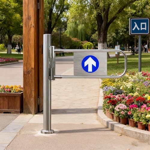 Cancello automatico a doppia battente a 180° in acciaio inox uso industriale apertura manuale sicura porta d'ingresso con montaggio a palo 100 cm x 100 cm resistente e affidabile controllo degli