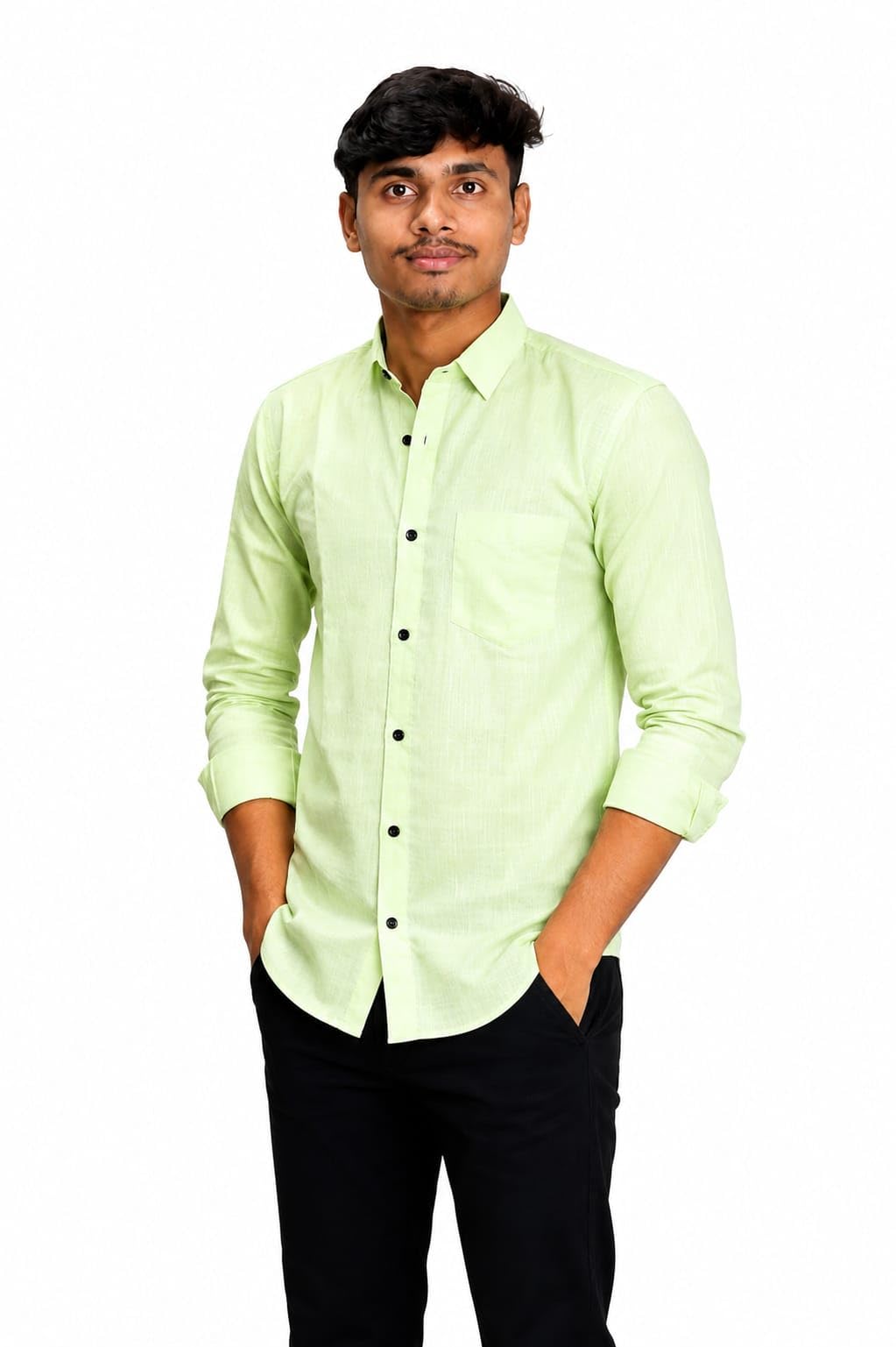 Men's White Linen Blend Full Sleeve Shirt-picture-49