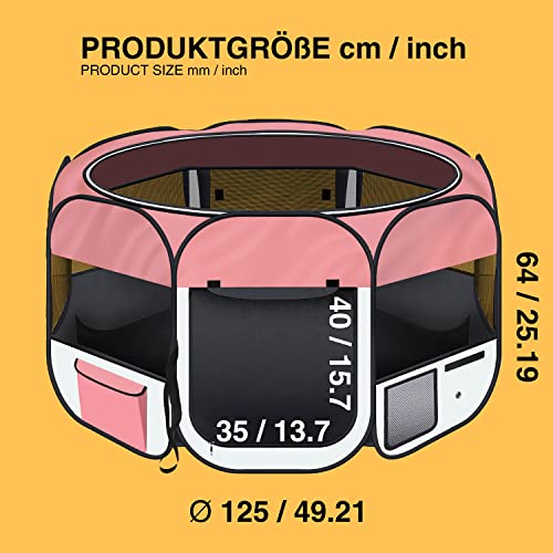 all Pets United® Welpen-Laufstall Tierlaufstall Welpenauslauf-Stall; XXL Freigehege für Hunde, Katzen, Hasen & Kleintiere im Innen- und Außenbereich (Pink)