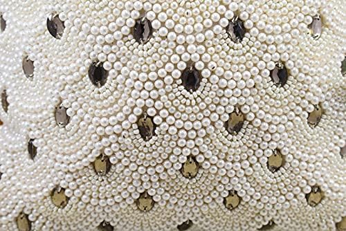 White Crystal Pearl Beaded Throw Pillow Cover for Decoration Luxury Contemporary Modern Pillow Embroidered Personalized Cushion Cover Gift (12 X 18 Inches)
