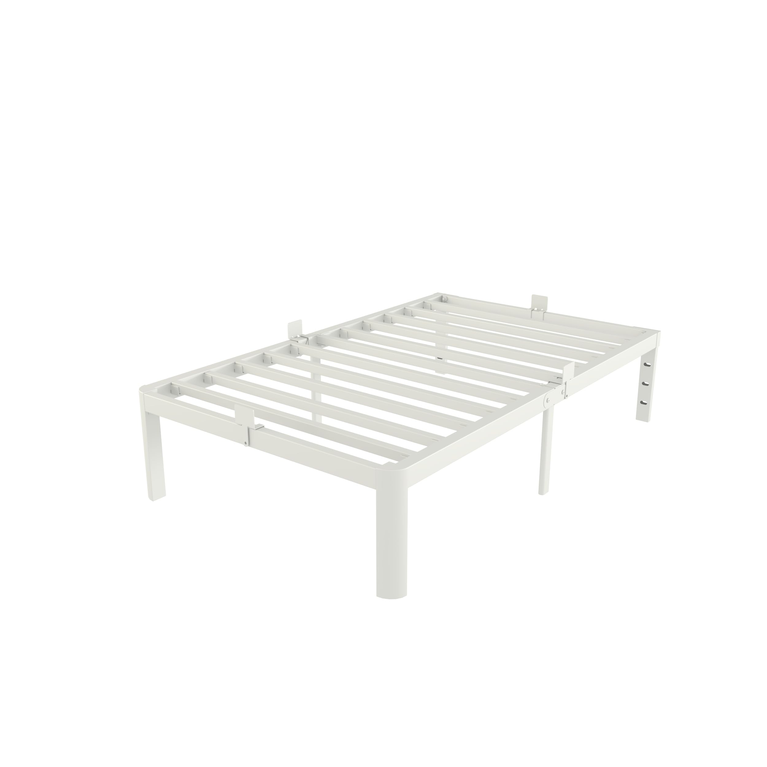 KZZLOL White Twin Size Bed Frames 14 Inch, Metal Platform Twin Bed Frame No Box Spring Needed, Heavy Duty Steel Support 3500 LBS, DIY Headboard, Round