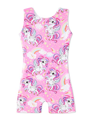 Image of HOZIY Gymnastics Leotards for Girls Unicorn Aurora Rainbow Mermaid Dinosaur Cupcake Sparkle Biketard Toddlers Kids Children