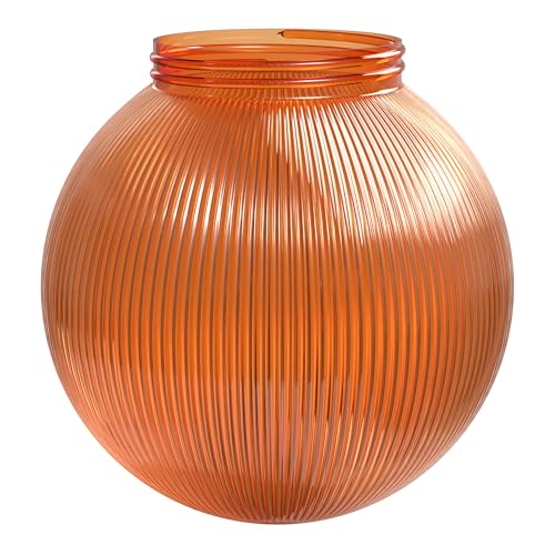 Image of KASTLITE Orange Ribbed 6 inch Acrylic Festival Globe, 3.25 inch Threaded Neck