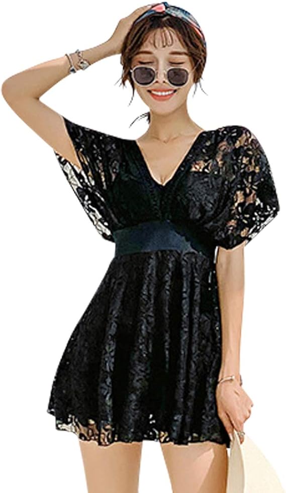 Amazon Teddy 水着 ワンピース レディース 体型カバー 半袖 レース 透け 露出控えめ ショートパンツ一体型 Hys1767 ワンピース 通販