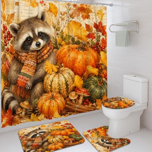 Rideau de douche en polyester de qualité supérieure au motif automnal rustique - 2