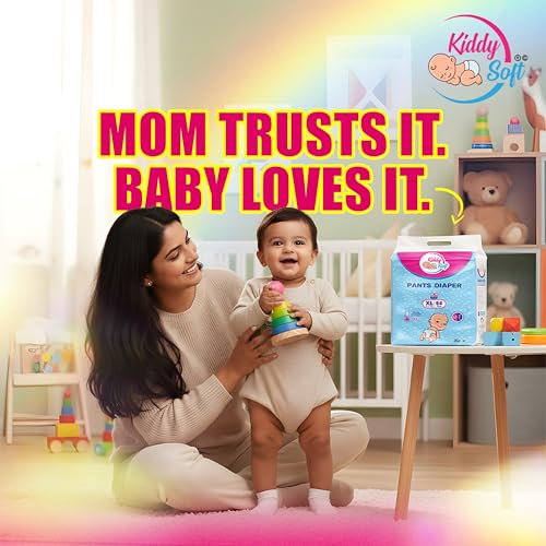 Image of KiddySoft Baby Diaper Pants with 5 Layer All Night Leakage Protection & Quick Absorbency (XL - 58, Pack of 3)