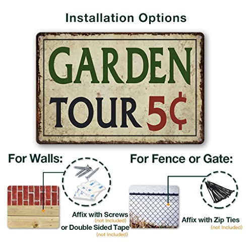 Garden Tin Sign Outdoor Gardening Metal Signs, Garden Tours 5 Cents, Retro Hummingbird Welcome Sign Decorative Flower Sign Cute Signs Vintage Secret Garden Decor Farm Signs Home Decor Wall Personalized 12×8 Inch #TOP2