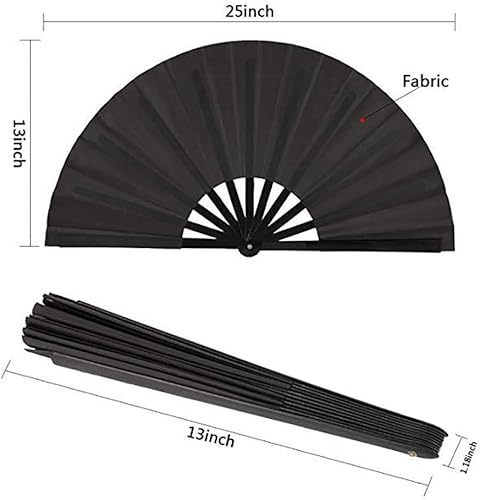 Miniatura 4 de GSHLLO 2 ventiladores plegables grandes, ventiladores plegables de mano, ventiladores chinos de Kung Fu, ventilador de mano de Tai Chi, ventilador