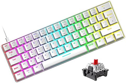 FELiCON RK-T60 Mini 60% Percent Gaming Mechanical Keyboard,Pro Compact 62 Keys UK Layout,18 RGB Illuminated LED Chroma Backlit, Detachable USB-C Wired Waterproof for PC Mac PS4 XBOX-Black/Blue Switch