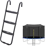 Upgrade Wide-Step Ladder for Trampoline, Heavy-Duty Steel Ladder with Non-Slip Plastic Steps, Durable and Easy Install (Three-Steps)
